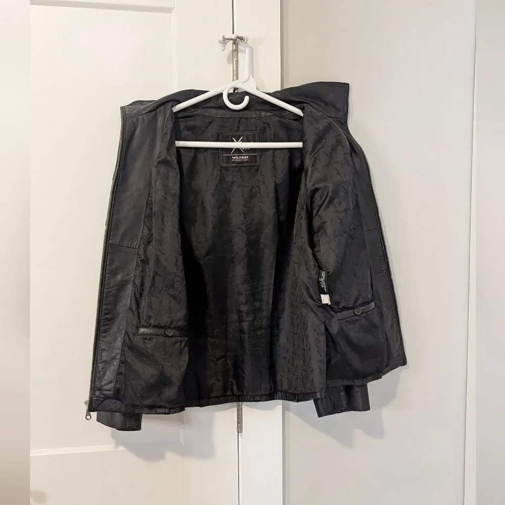 Maxima Wilsons Leather Vintage Womens Jacket Large Black Lined Coat Moto Grunge - Picture 5 of 10